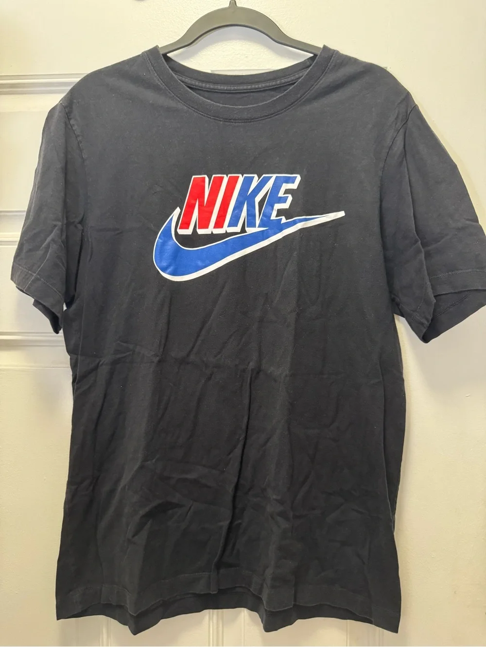 Nike Black Short-Sleeve Tee with Red and Blue Logo 0276